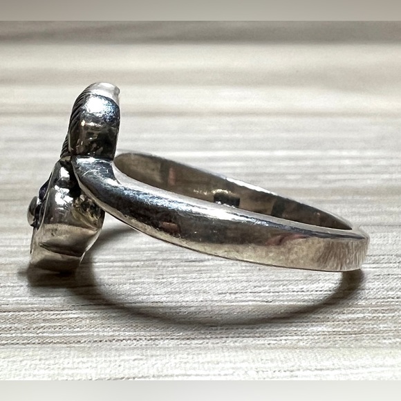 Vintage Sterling Silver WTS WATSON Amethyst Floral Bypass Ring, Size 5, 4g - Picture 3 of 10
